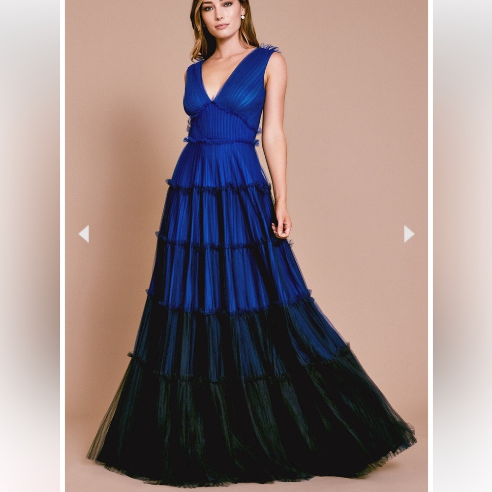 Tadashi Shoji Blue Ombré Tulle Gown NWT